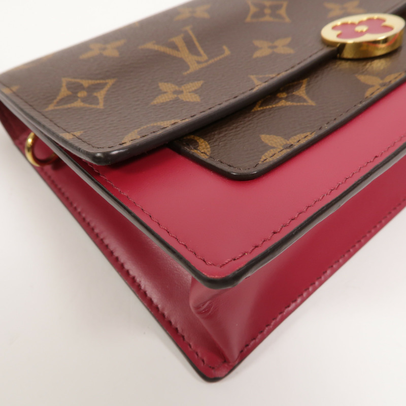 LOUIS VUITTON Monogram Portefeuille Flore金扣鏈帶肩背袋-9
