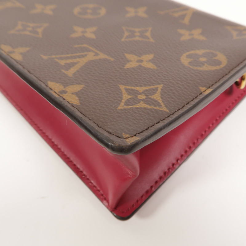 LOUIS VUITTON Monogram Portefeuille Flore金扣鏈帶肩背袋-10