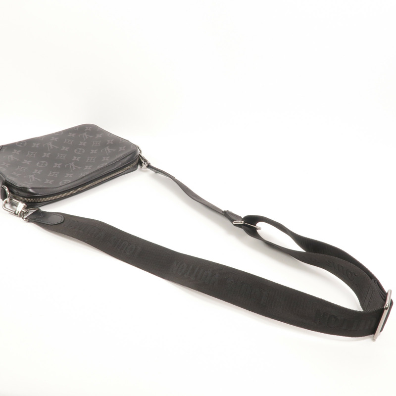 LOUIS VUITTON Monogram Eclipse Reverse Trio Messenger銀扣肩背袋-7