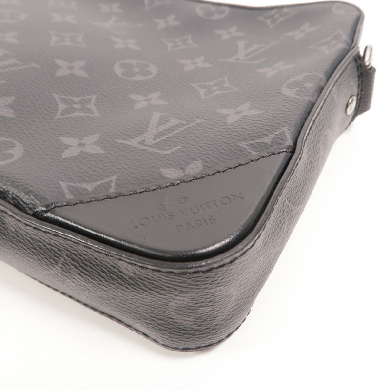 LOUIS VUITTON Monogram Eclipse Reverse Trio Messenger銀扣肩背袋-10