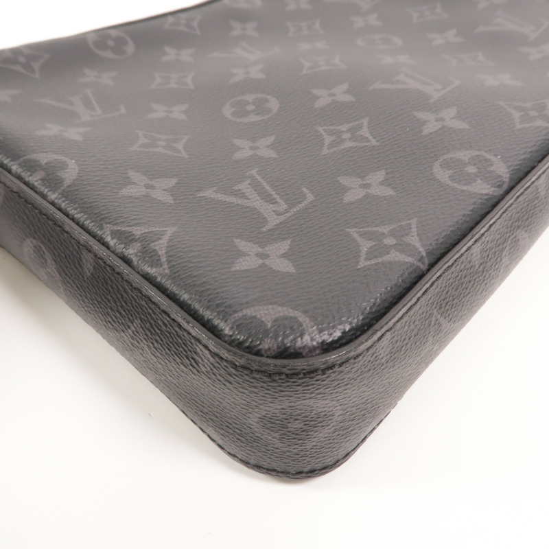 LOUIS VUITTON Monogram Eclipse Reverse Trio Messenger銀扣肩背袋-11