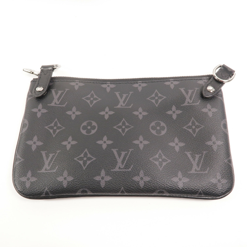 LOUIS VUITTON Monogram Eclipse Reverse Trio Messenger銀扣肩背袋-17