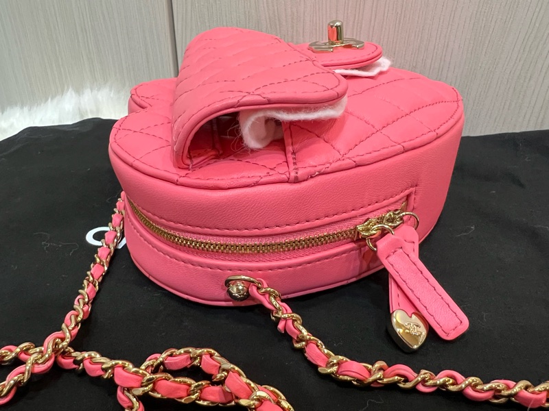 Chanel 芯片款粉色愛心包大號（全新收藏品）-6