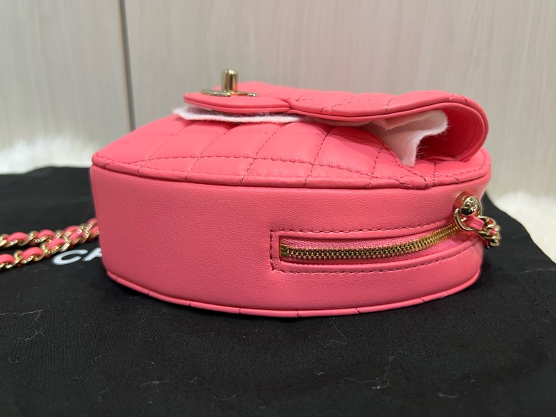 Chanel 芯片款粉色愛心包大號（全新收藏品）-7