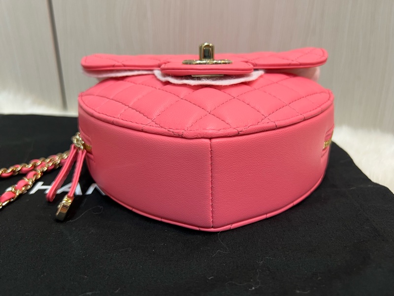 Chanel 芯片款粉色愛心包大號（全新收藏品）-8