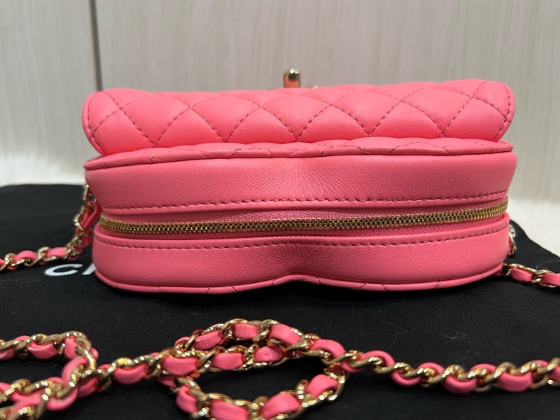 Chanel 芯片款粉色愛心包大號（全新收藏品）-9