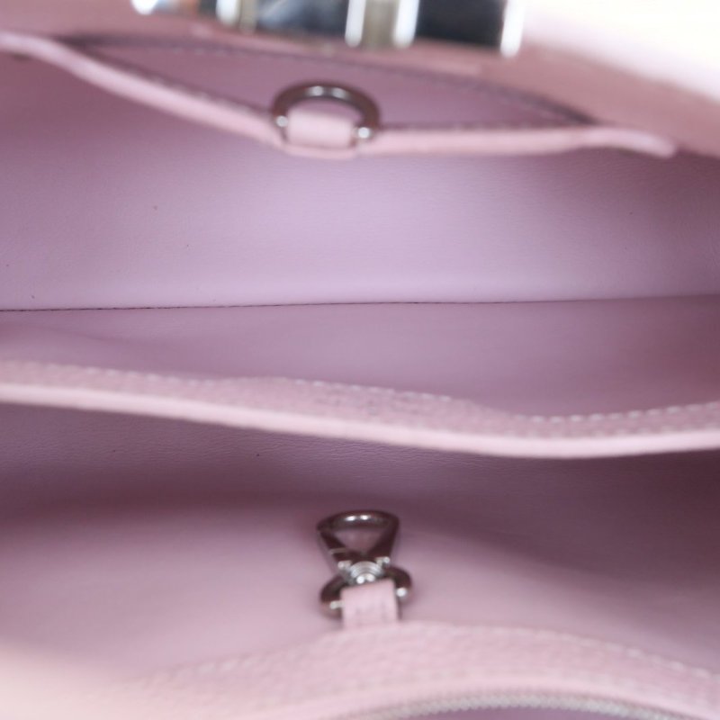 LOUIS VUITTON CapucinesBB27粉色牛皮銀扣晶片肩背包-3