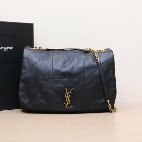 SAINT LAURENT JAMIE43Logo標識鏈條黑色羊皮金扣肩背包