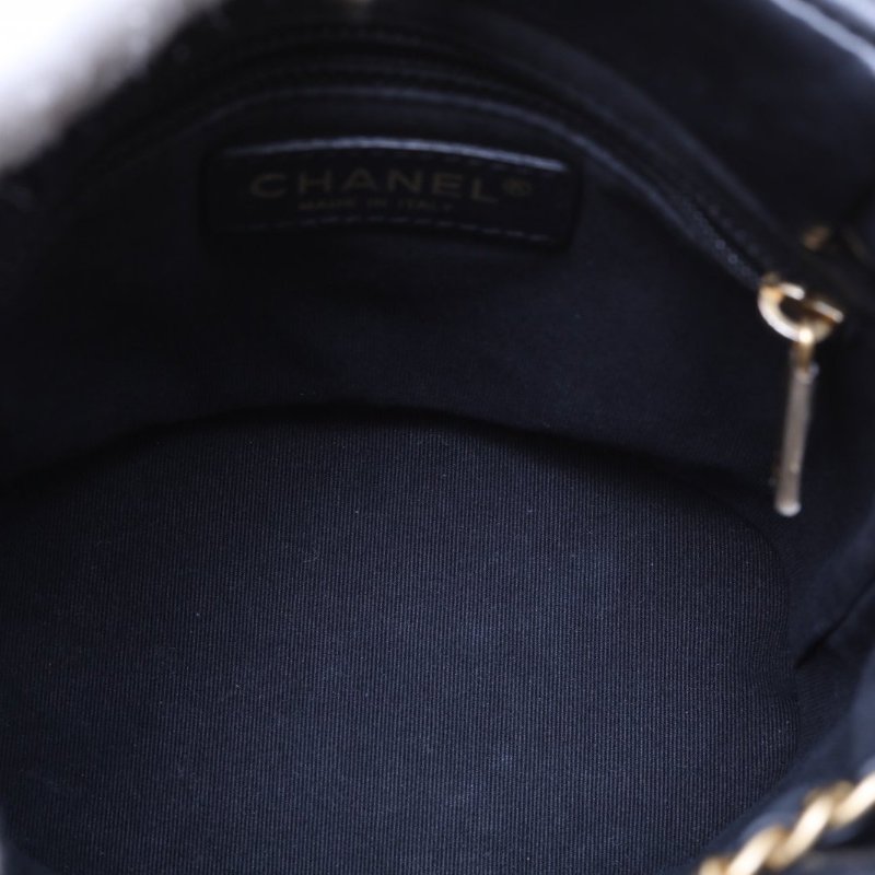 CHANEL 23A手工坊子母水桶雙肩包黑色牛皮晶片開金扣肩背包-2