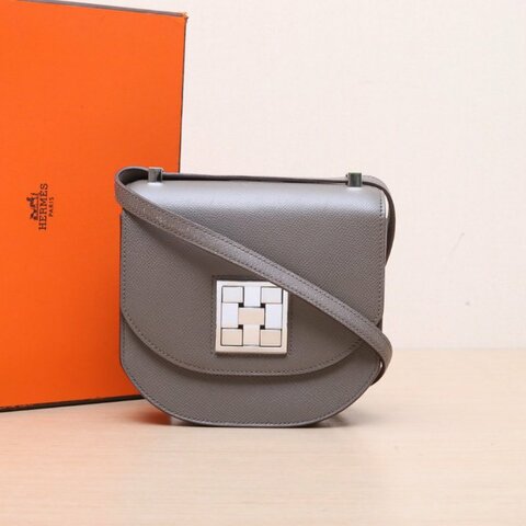 HERMES Mosaique馬賽克小號17錫器灰Epsom皮D刻銀扣肩背包