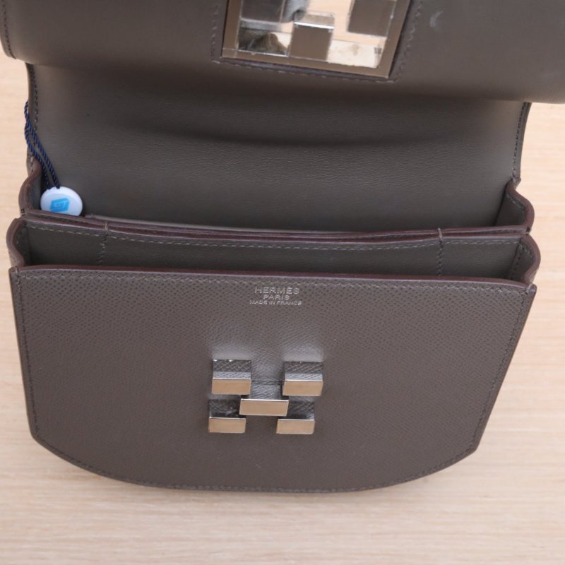 HERMES Mosaique馬賽克小號17錫器灰Epsom皮D刻銀扣肩背包-2