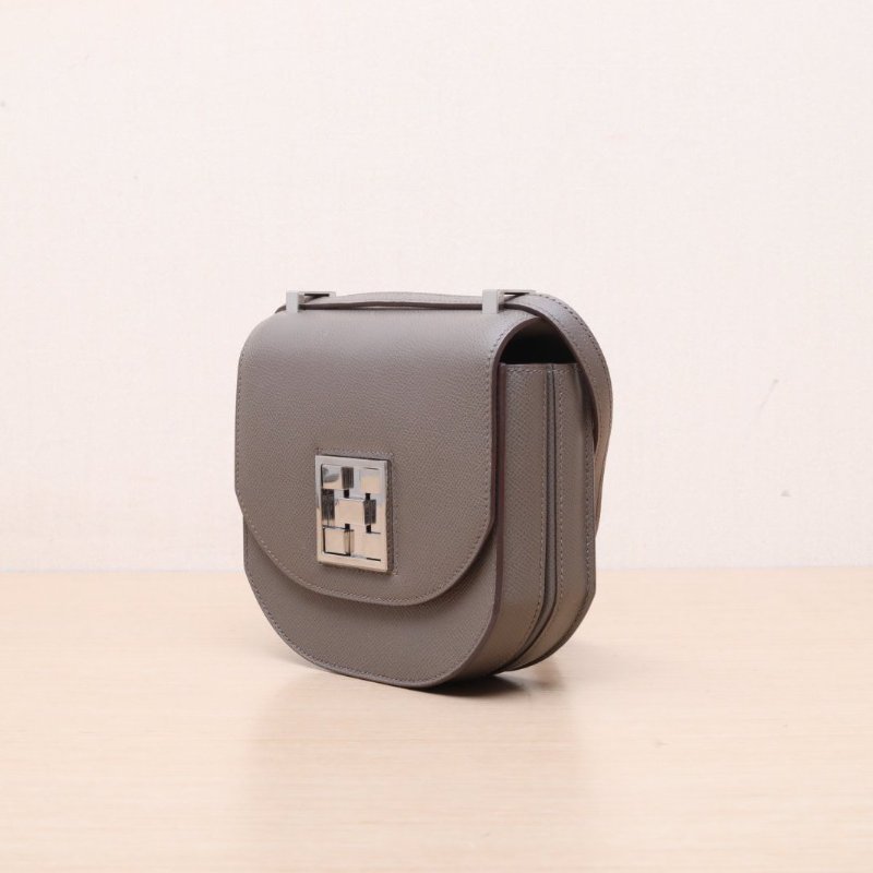 HERMES Mosaique馬賽克小號17錫器灰Epsom皮D刻銀扣肩背包-4