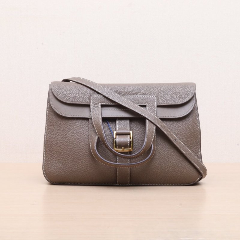 HERMES Halzan31大象灰TC皮Y刻金扣肩背包-1