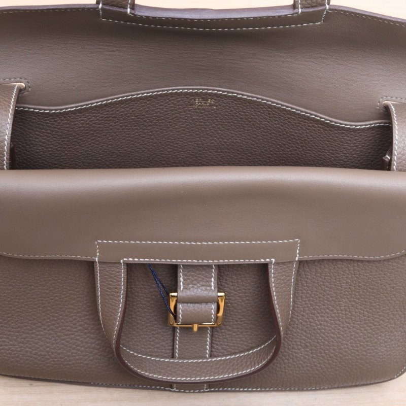 HERMES Halzan31大象灰TC皮Y刻金扣肩背包-3