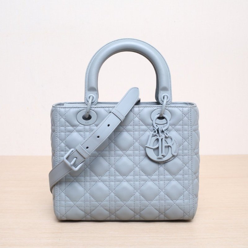 DIOR Lady戴妃包五格灰色牛皮2020磨砂扣肩背包-1