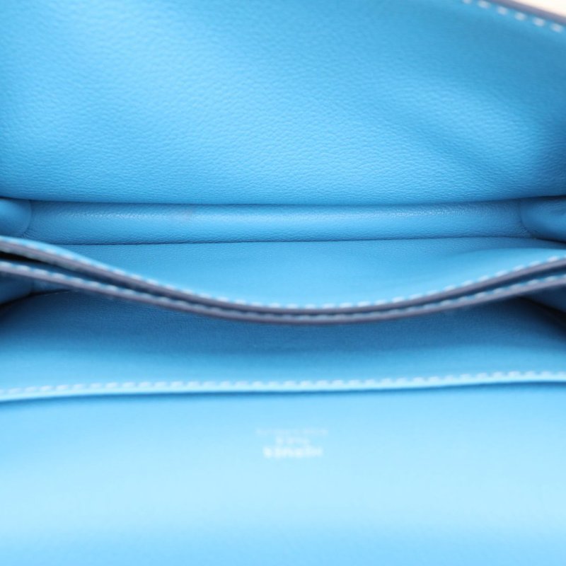 HERMES Roulis豬鼻子23北方藍EC皮D刻銀扣肩背包-3