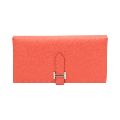 杜鵑紅 Epsom牛皮  Bearn Souffle Wellet 兩折長夾 口O刻 H039785CK【HERMES 愛馬仕】 H039785CK