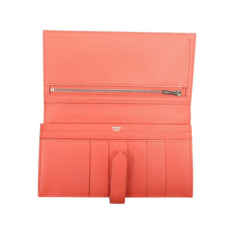 杜鵑紅 Epsom牛皮  Bearn Souffle Wellet 兩折長夾 口O刻 H039785CK【HERMES 愛馬仕】 H039785CK-2