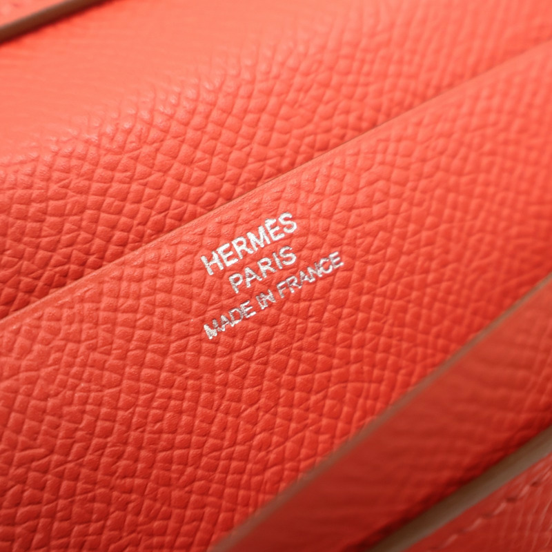 杜鵑紅 Epsom牛皮  Bearn Souffle Wellet 兩折長夾 口O刻 H039785CK【HERMES 愛馬仕】 H039785CK-5