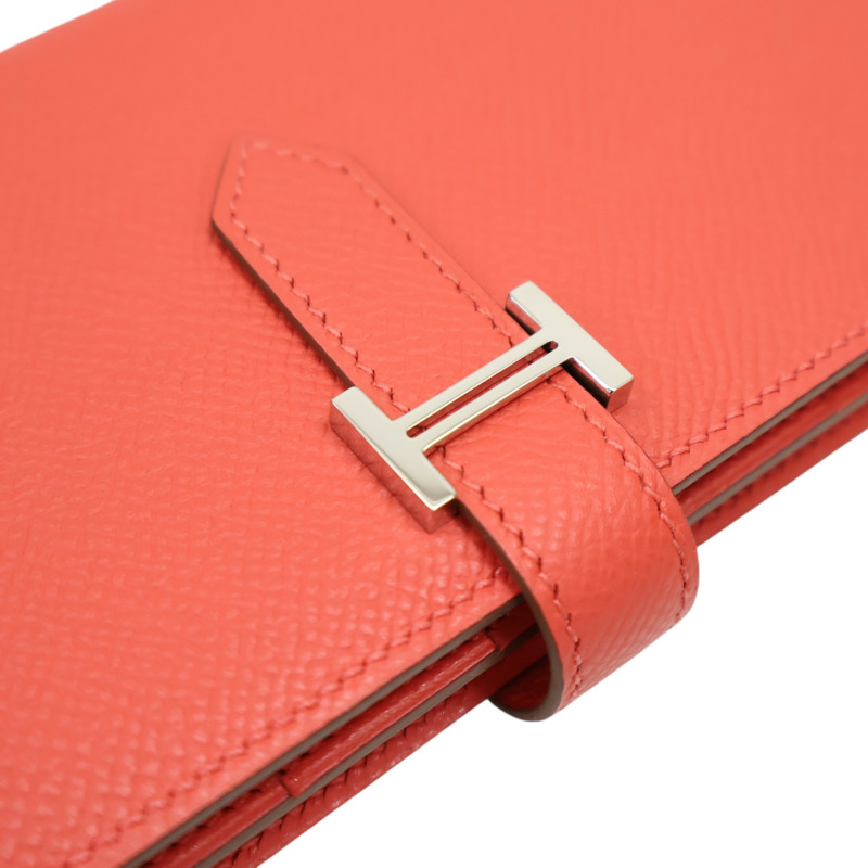 杜鵑紅 Epsom牛皮  Bearn Souffle Wellet 兩折長夾 口O刻 H039785CK【HERMES 愛馬仕】 H039785CK-7