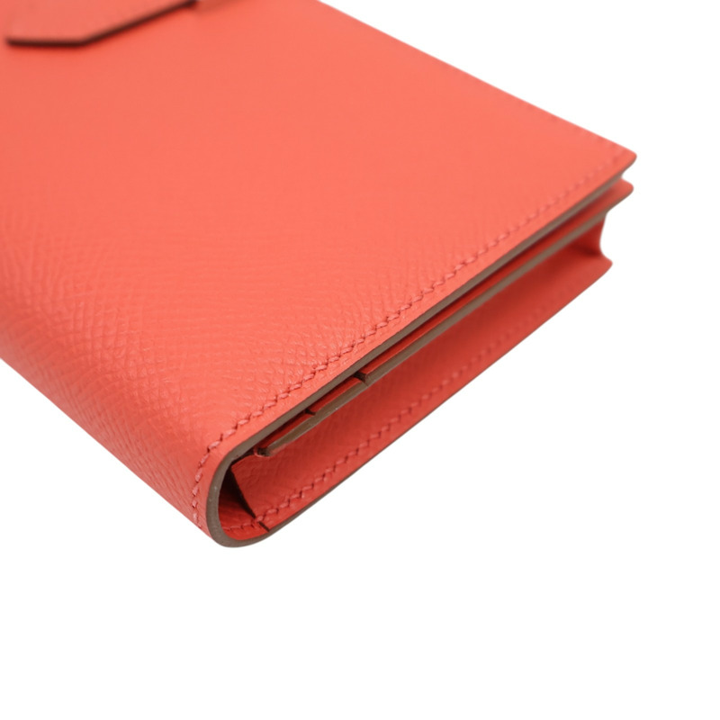 杜鵑紅 Epsom牛皮  Bearn Souffle Wellet 兩折長夾 口O刻 H039785CK【HERMES 愛馬仕】 H039785CK-8