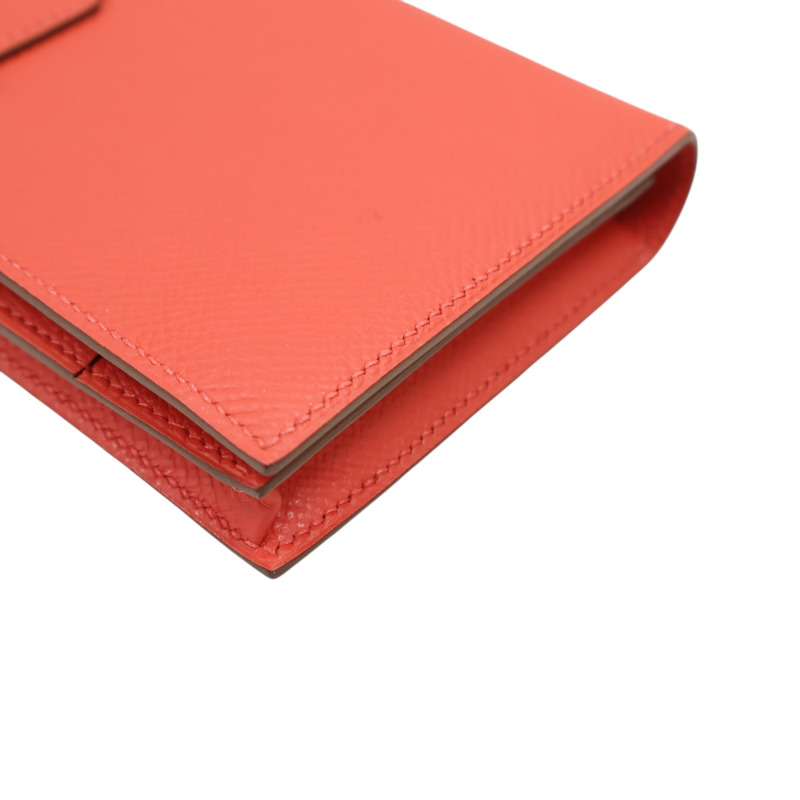 杜鵑紅 Epsom牛皮  Bearn Souffle Wellet 兩折長夾 口O刻 H039785CK【HERMES 愛馬仕】 H039785CK-9