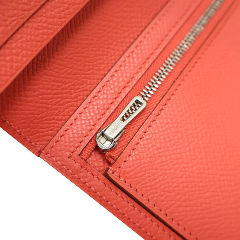 杜鵑紅 Epsom牛皮  Bearn Souffle Wellet 兩折長夾 口O刻 H039785CK【HERMES 愛馬仕】 H039785CK-10