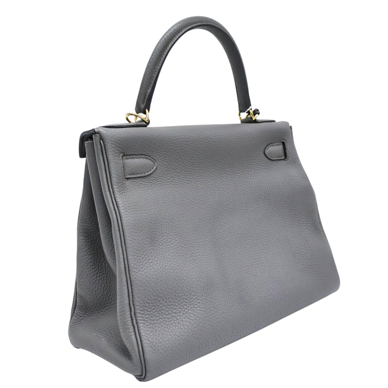 錫器灰 TOGO牛皮 手提包 C刻 金扣 缺背帶【HERMES 愛馬仕】-1