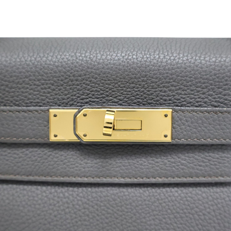 錫器灰 TOGO牛皮 手提包 C刻 金扣 缺背帶【HERMES 愛馬仕】-4