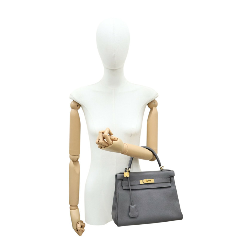 錫器灰 TOGO牛皮 手提包 C刻 金扣 缺背帶【HERMES 愛馬仕】-7