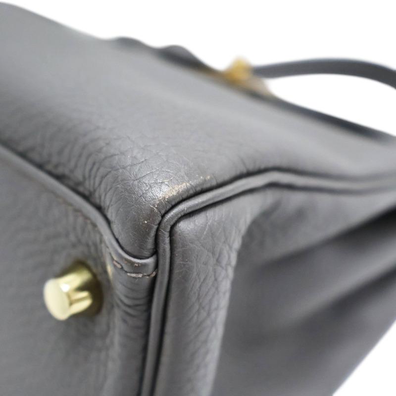 錫器灰 TOGO牛皮 手提包 C刻 金扣 缺背帶【HERMES 愛馬仕】-10