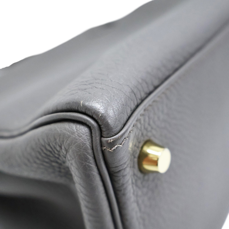錫器灰 TOGO牛皮 手提包 C刻 金扣 缺背帶【HERMES 愛馬仕】-11