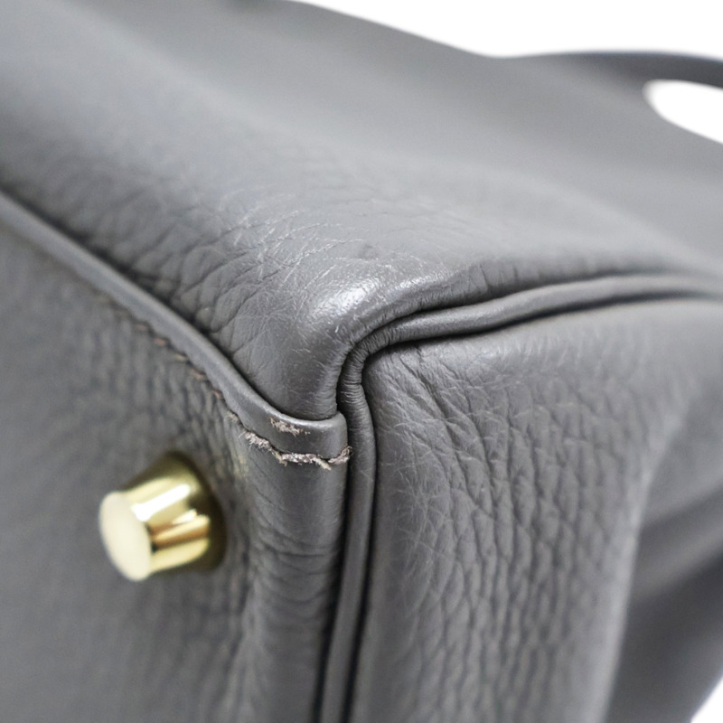 錫器灰 TOGO牛皮 手提包 C刻 金扣 缺背帶【HERMES 愛馬仕】-12