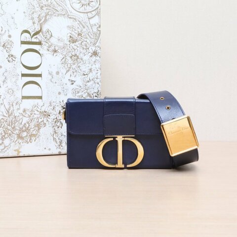 DIOR 30Montaigne蒙田Box藍色牛皮金扣2019肩背包