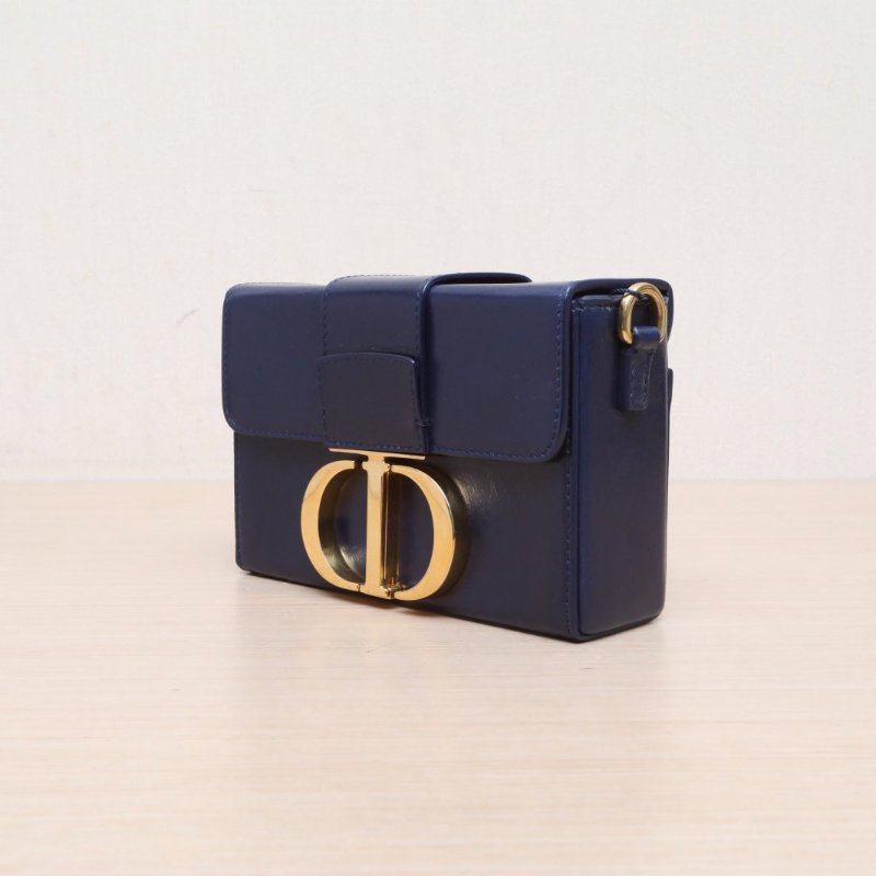 DIOR 30Montaigne蒙田Box藍色牛皮金扣2019肩背包-4