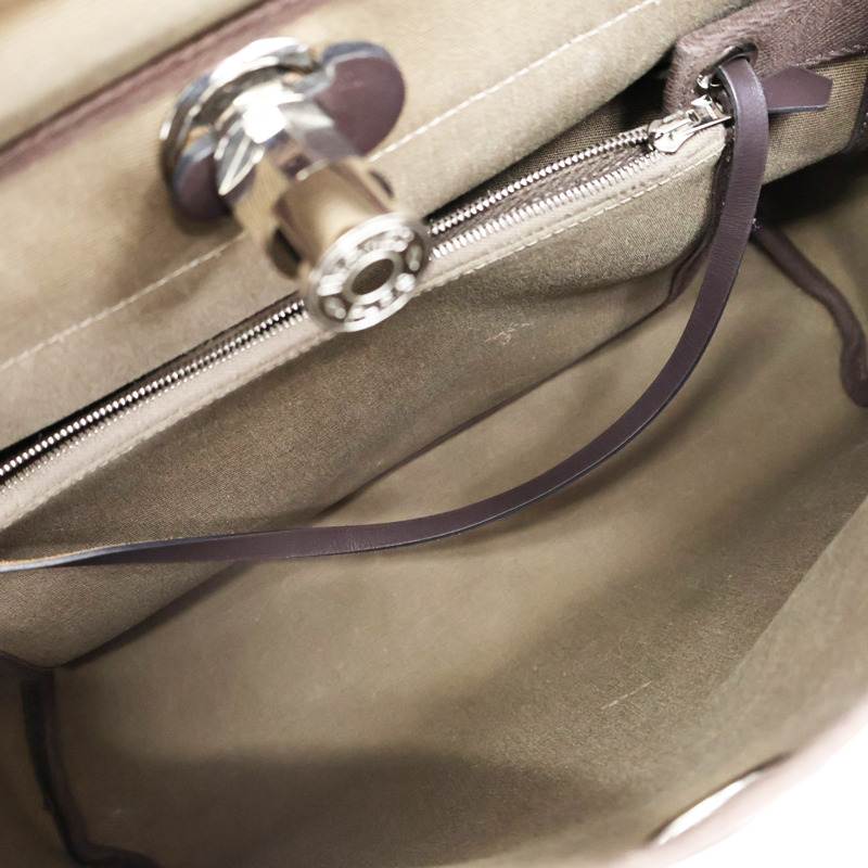 卡其色帆布 棕色牛皮 Herbag Zip 31 肩背包 D刻【HERMES 愛馬仕】 H079092CK-2