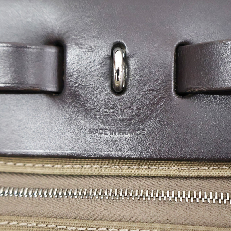 卡其色帆布 棕色牛皮 Herbag Zip 31 肩背包 D刻【HERMES 愛馬仕】 H079092CK-5