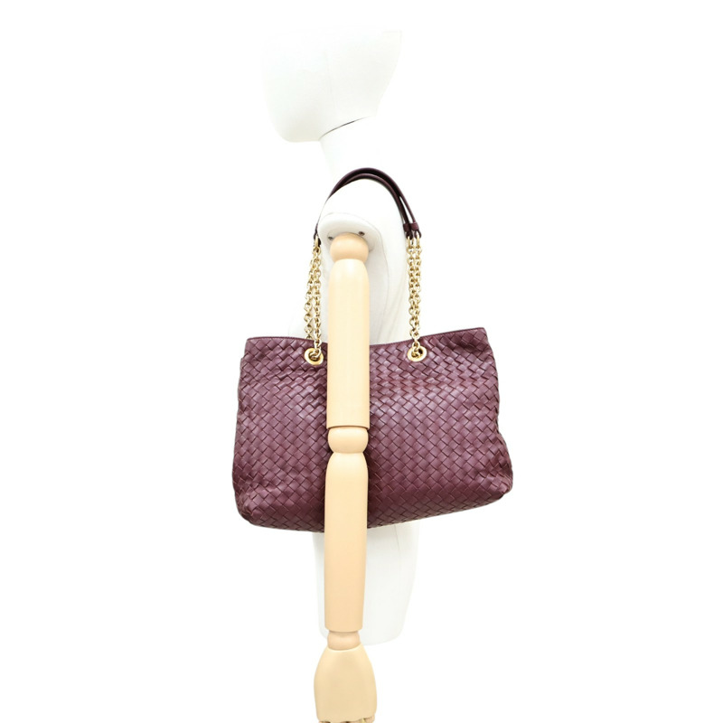 酒紅色 編織羊皮 三層 肩背包【BOTTEGA VENETA BV 寶緹嘉】 428052-7