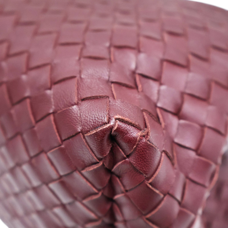 酒紅色 編織羊皮 三層 肩背包【BOTTEGA VENETA BV 寶緹嘉】 428052-9