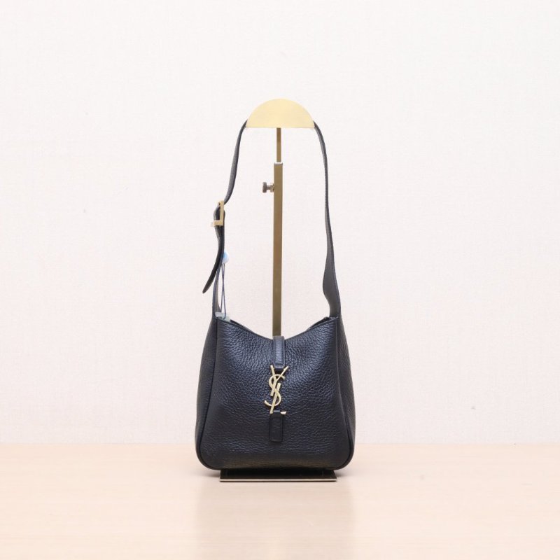 SAINT LAURENT LE5À7HOBOBaby黑色牛皮金扣肩背包-1