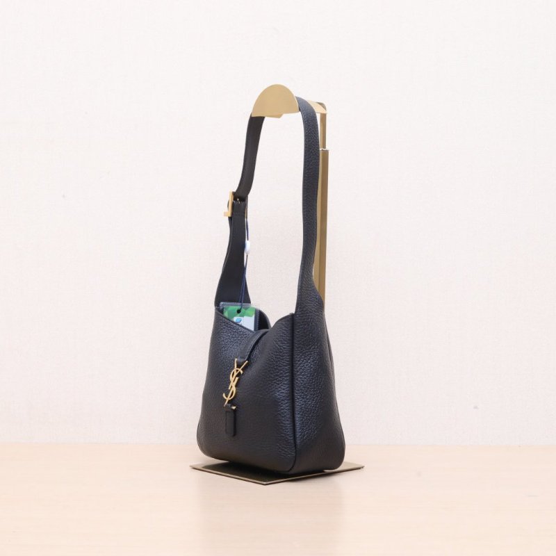 SAINT LAURENT LE5À7HOBOBaby黑色牛皮金扣肩背包-3