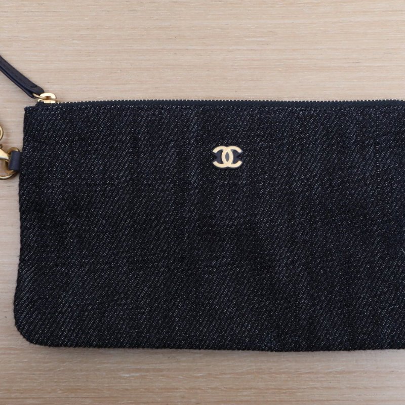CHANEL 牛仔藍帆布晶片開金扣23P牛仔HOBO肩背包-2