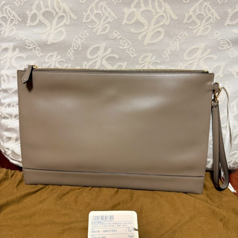 FENDI ROMA字母LOGO大型款式扁形FF手拿包-0
