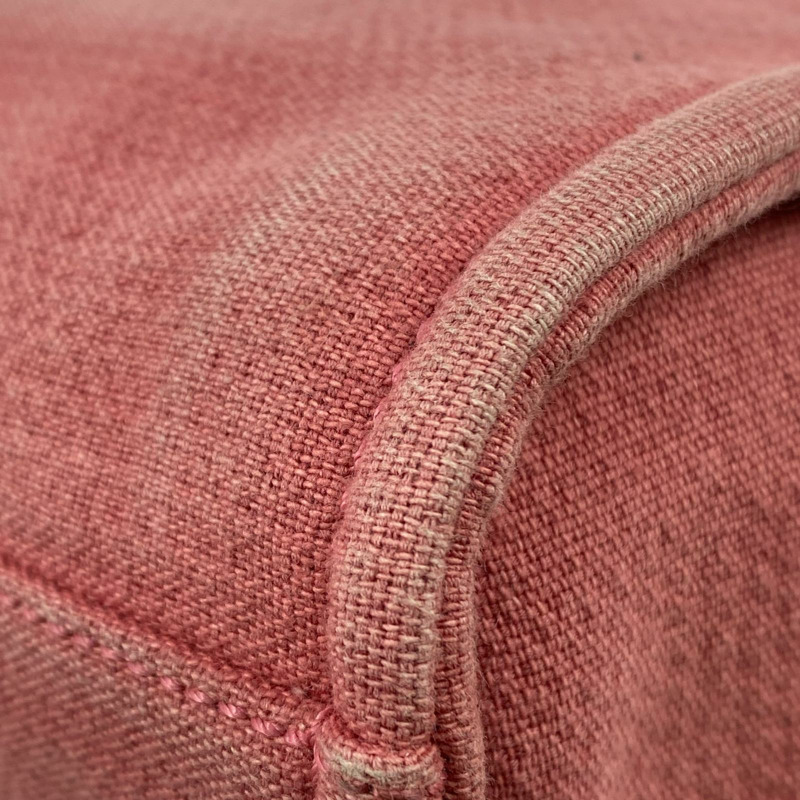 △ CHANEL 香奈兒 Pink Canvas Silver Tone Metal Deauville No.15 Chain Shoulder Bag 粉紅色帆布銀色金屬No.15鎖鏈肩背包-267010683-9