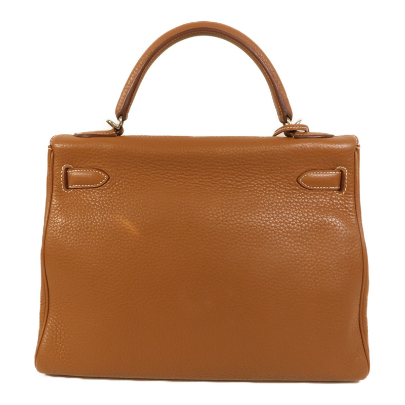 HERMES Clemence皮革Kelly 32手挽肩背兩用袋Gold-1