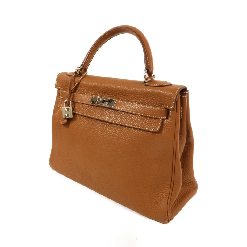 HERMES Clemence皮革Kelly 32手挽肩背兩用袋Gold-2