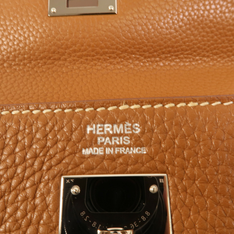 HERMES Clemence皮革Kelly 32手挽肩背兩用袋Gold-7