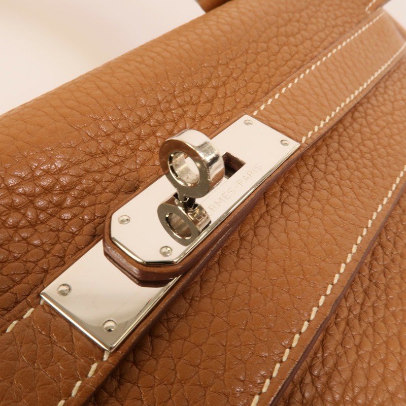 HERMES Clemence皮革Kelly 32手挽肩背兩用袋Gold-11