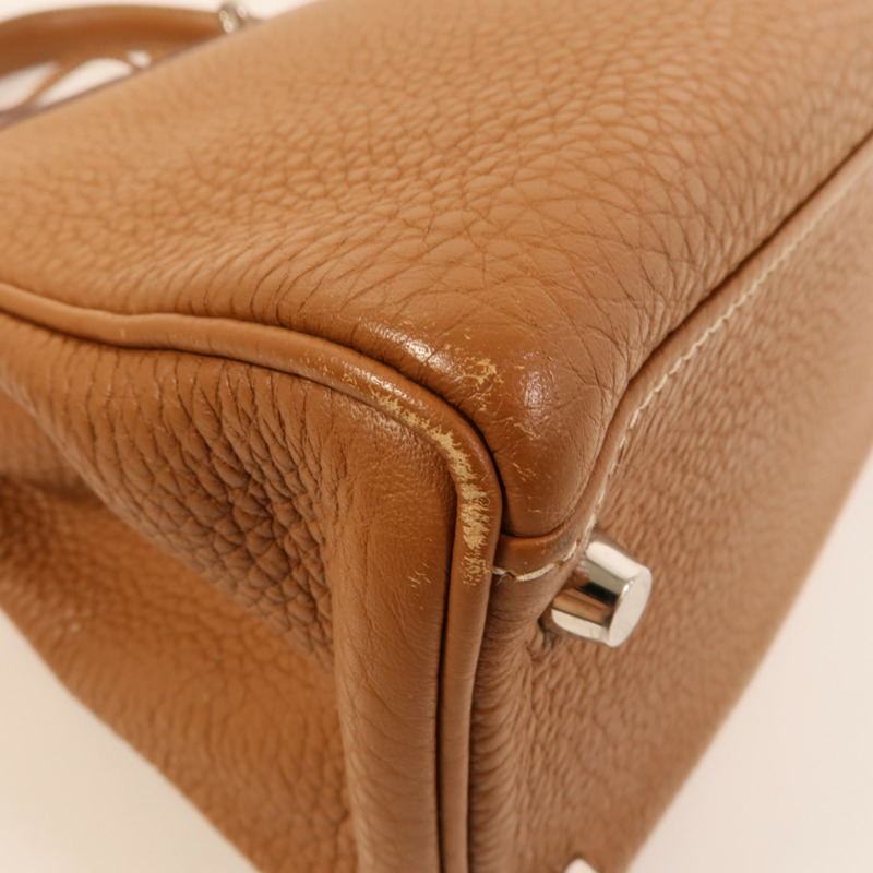 HERMES Clemence皮革Kelly 32手挽肩背兩用袋Gold-16