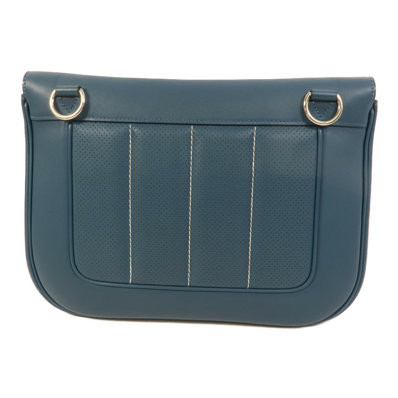 HERMES Swift皮革Berline 28銀扣肩背袋Bleu Colvert-1